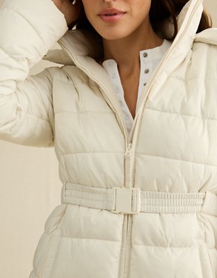 AE Cinched Puffer with Fur Trim Hood