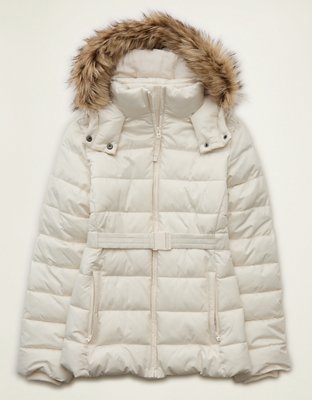 AE Cinched Puffer with Fur Trim Hood
