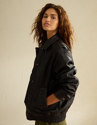 AE Vegan Leather Bomber Jacket
