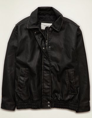 AE Vegan Leather Bomber Jacket
