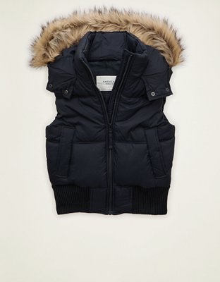 AE Fur Hood Puffer Vest
