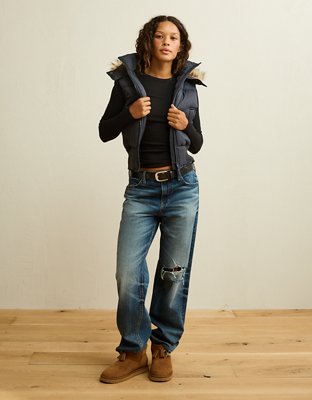AE Fur Hood Puffer Vest