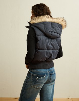AE Fur Hood Puffer Vest