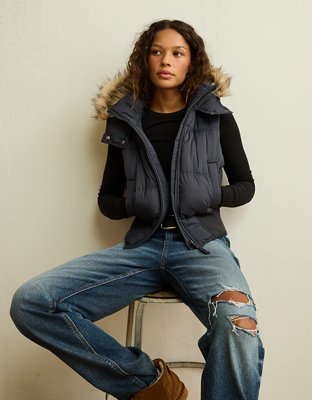 AE Fur Hood Puffer Vest