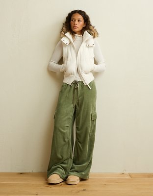 AE Fur Hood Puffer Vest