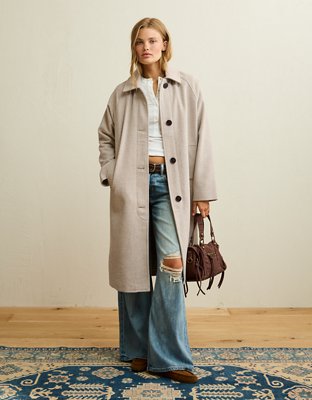 Женское пальто American Eagle AE Wool Topcoat, цвет: Латте — фото 2