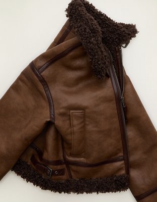 AE Cropped Shearling Aviator Jacket