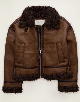AE Cropped Shearling Aviator Jacket