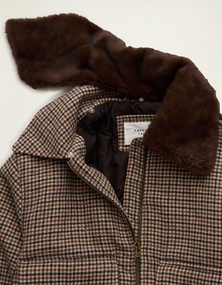 AE Fur Collar Wool-Blend Bomber Jacket