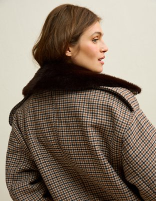 AE Fur Collar Wool-Blend Bomber Jacket