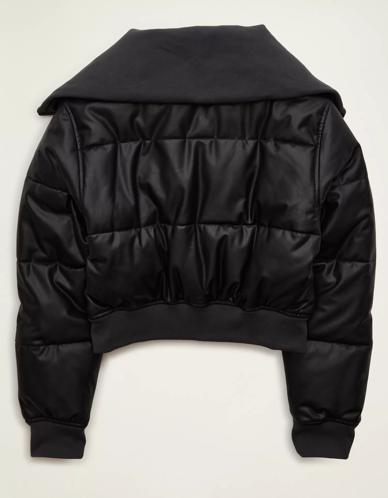 AE Vegan Leather Cropped Puffer Jacket - thumbnail 4