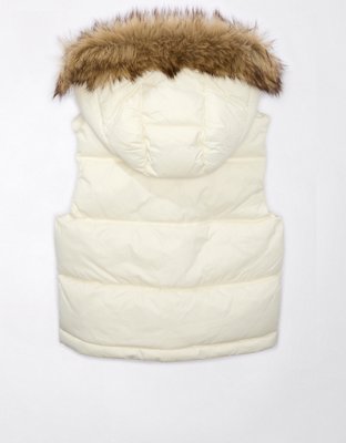 White vest with online fur hood