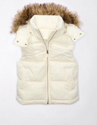 Fur hooded shop vest womens