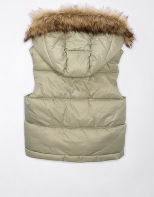 AE Faux Fur Hooded Puffer Vest