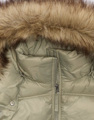 AE Faux Fur Hooded Puffer Vest