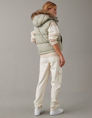 AE Faux Fur Hooded Puffer Vest