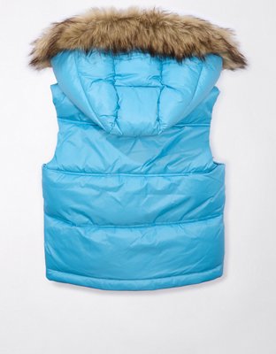 AE Faux Fur Hooded Puffer Vest