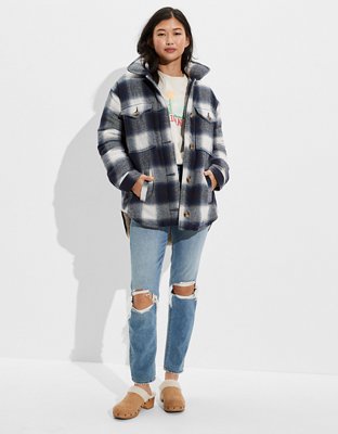 american eagle plaid sherpa