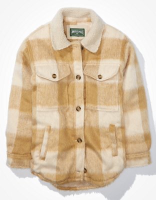 AE Plaid Sherpa-Lined Shacket