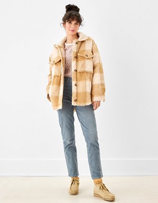 AE Plaid Sherpa-Lined Shacket