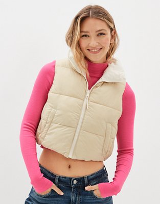 AE Cropped Reversible Puffer Vest