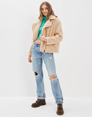 Женские куртки American Eagle AE Sherpa Moto Jacket — фото 5