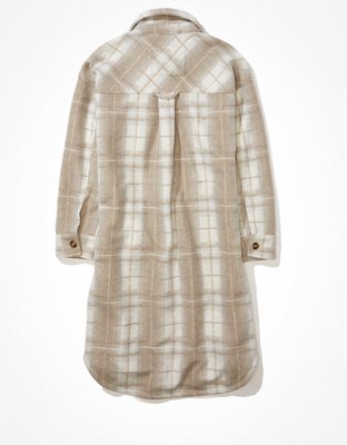 AE Elongated Plaid Shacket