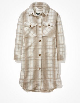 AE Elongated Plaid Shacket