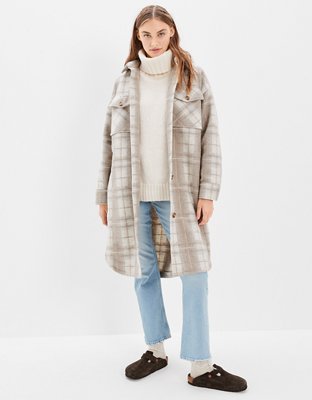 AE Elongated Plaid Shacket - Jackets & Coats