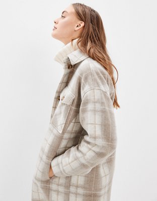 AE Elongated Plaid Shacket