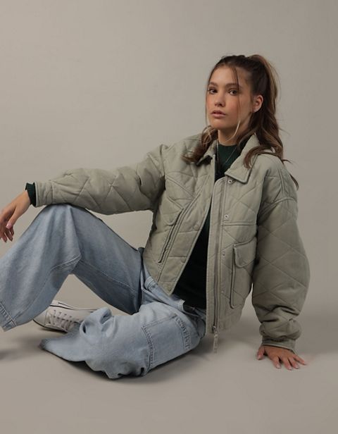 Женские куртки American Eagle AE Quilted Oversized Jacket