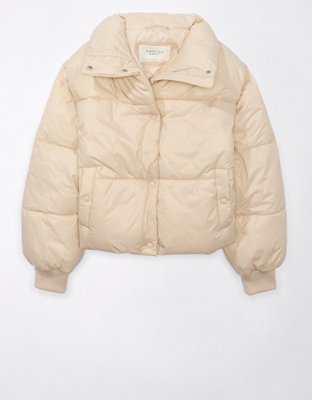 Cream colored puffer on sale jacket