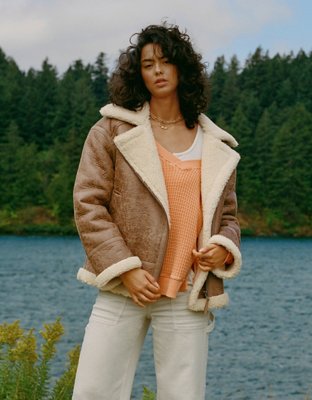 Vegan on sale shearling jacket