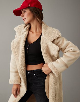 Женские куртки American Eagle AE Long Vegan Shearling Coat — фото 5