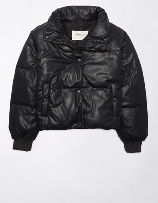 AE Vegan Leather Chill Puffer Jacket