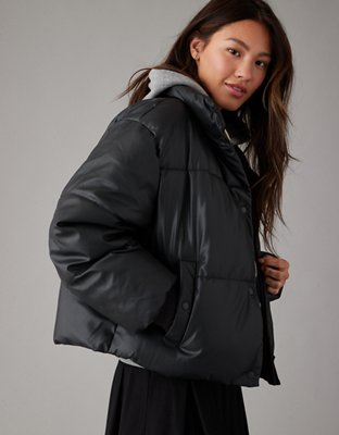 Vegan leather store puffer jacket