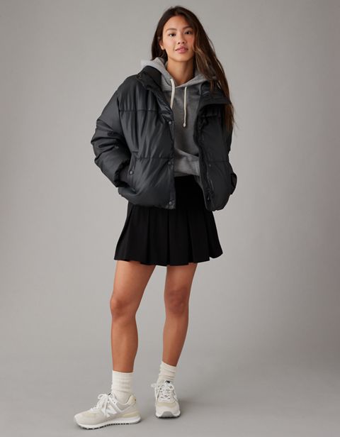 Женские куртки American Eagle AE Vegan Leather Chill Puffer Jacket