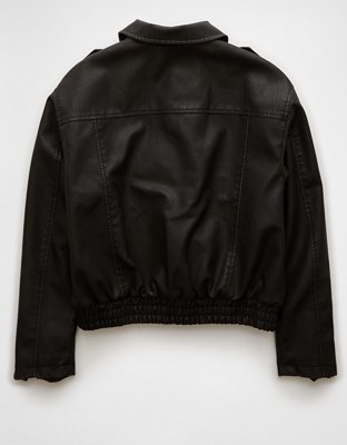 AE Vegan Leather Moto Bomber Jacket