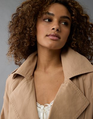 Женские куртки American Eagle AE Twill Trench Coat — фото 6