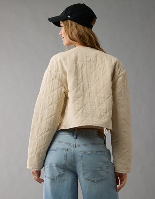 AE Collarless Quilted Jacket