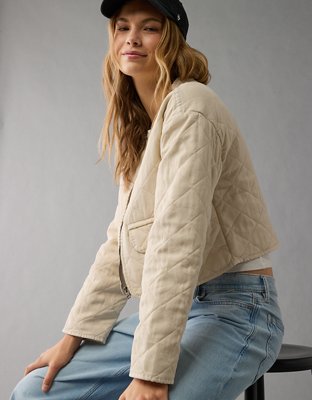 AE Collarless Quilted Jacket