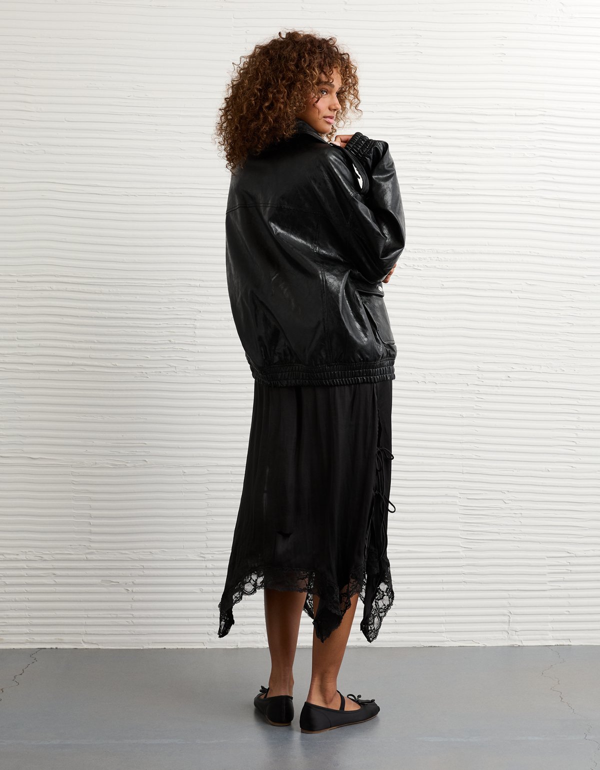 AE Oversized Vegan Leather Bomber Jacket - image 2