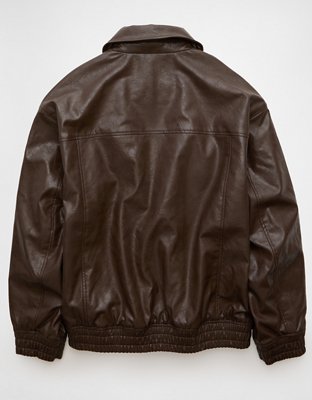 AE Oversized Vegan Leather Bomber Jacket