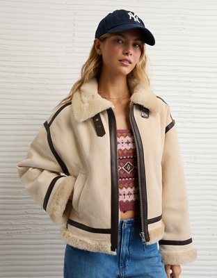 AE Cropped Corduroy Bomber Jacket