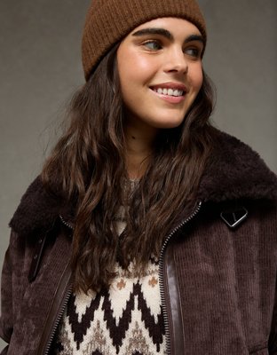 AE Cropped Corduroy Bomber Jacket