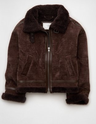 AE Cropped Corduroy Bomber Jacket