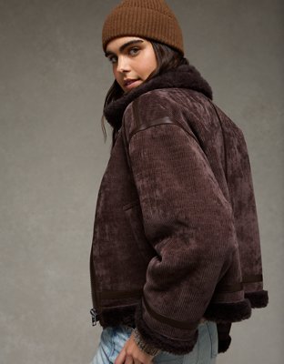 AE Cropped Corduroy Bomber Jacket