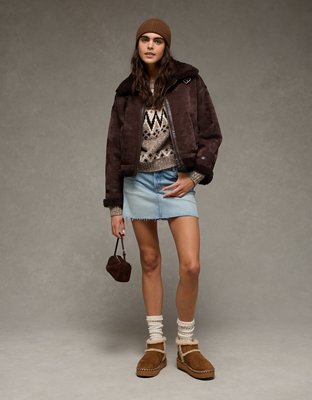 AE Cropped Corduroy Bomber Jacket