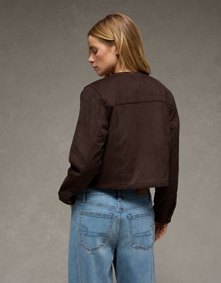 AE Cropped Faux Suede Jacket