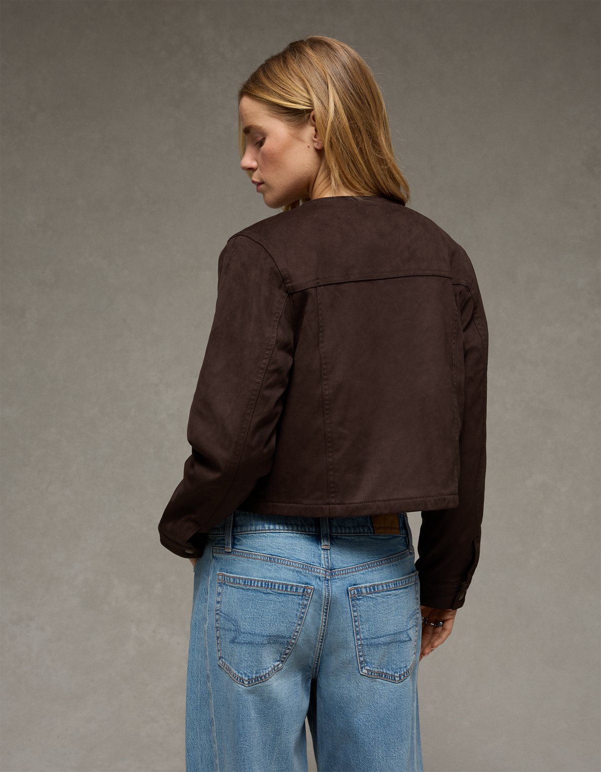 AE Cropped Faux Suede Jacket - image 2